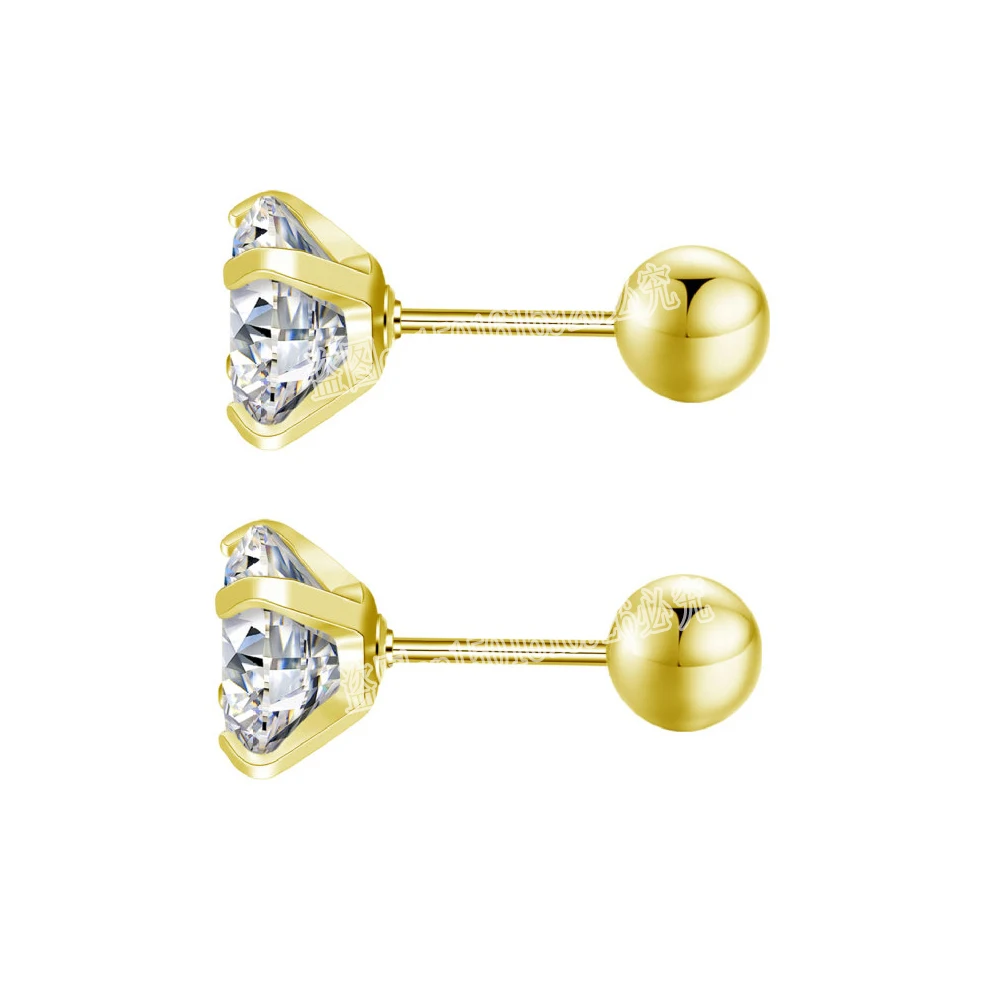 Fashion 1pair/2pcs Women Round Crystal Zirconia Stud Earrings New Surgical Steel Luxury Jewelry Clear Rhinestone Unisex Piercing - Image 4
