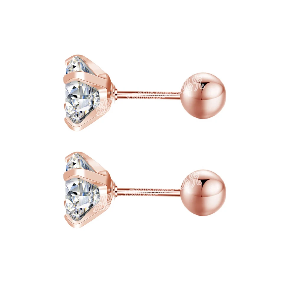 Fashion 1pair/2pcs Women Round Crystal Zirconia Stud Earrings New Surgical Steel Luxury Jewelry Clear Rhinestone Unisex Piercing - Image 5