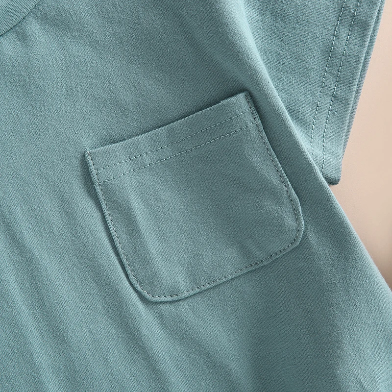 Fashion Baby Boy Girl Solid Color Short Sleeve Pocket Rompers Casual Summer Baby Jumpsuits Clothes Infant Playsuit Clothing - Image 5