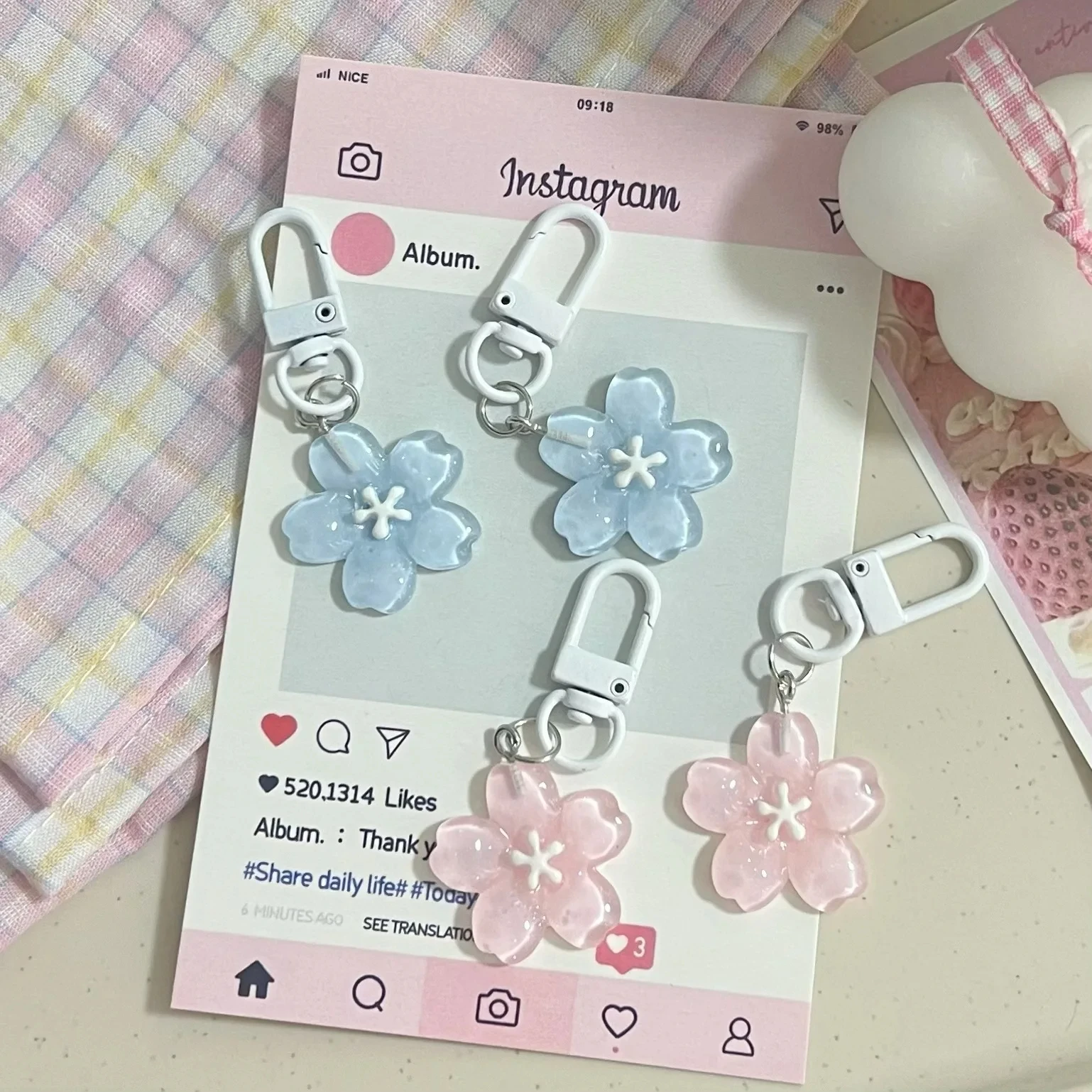 Fashion Backpack Hanging Ornaments Couple Gifts Creative Lovely Flower Keyring Sweet Jelly Color Sakura Keychain Pendant - Image 2