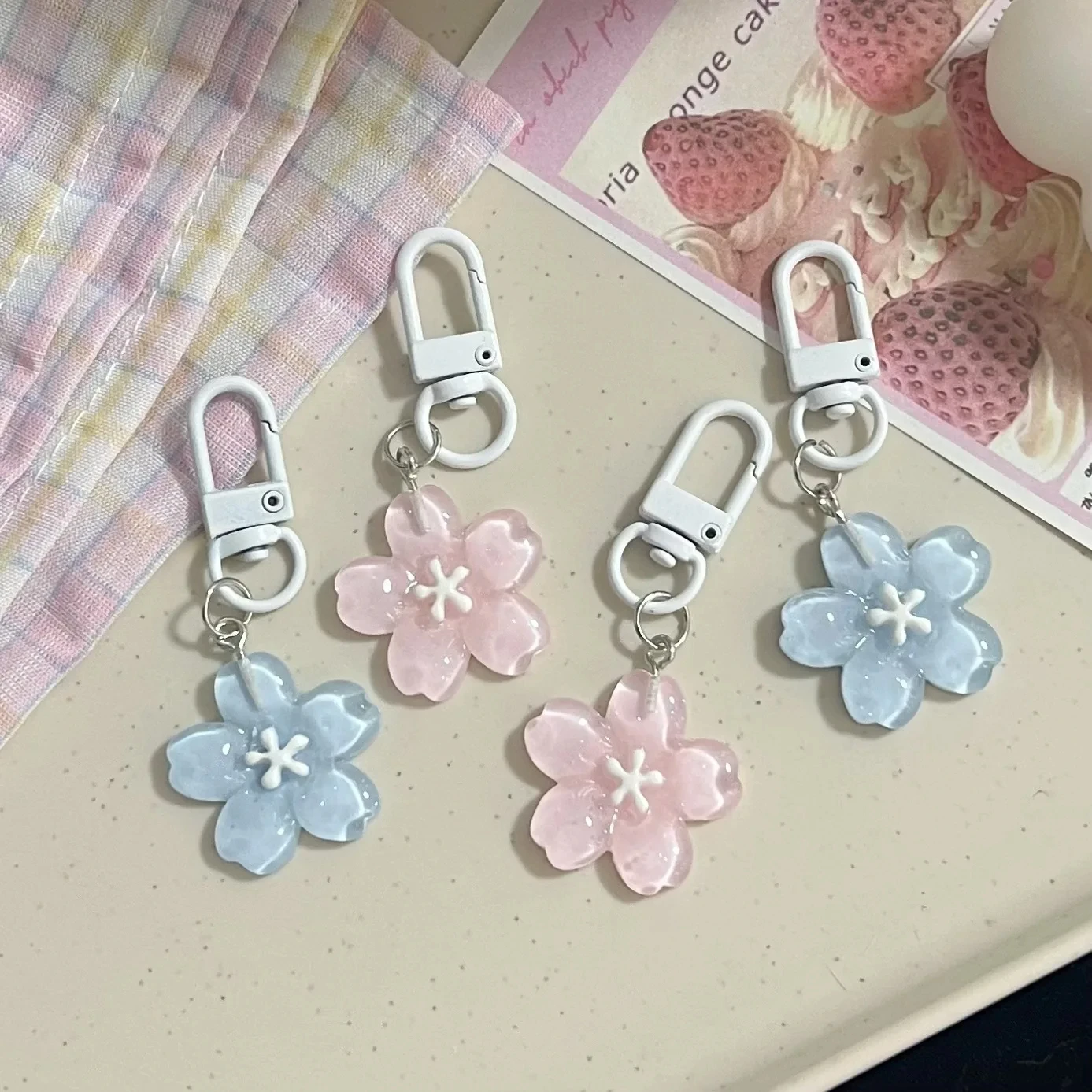 Fashion Backpack Hanging Ornaments Couple Gifts Creative Lovely Flower Keyring Sweet Jelly Color Sakura Keychain Pendant - Image 4