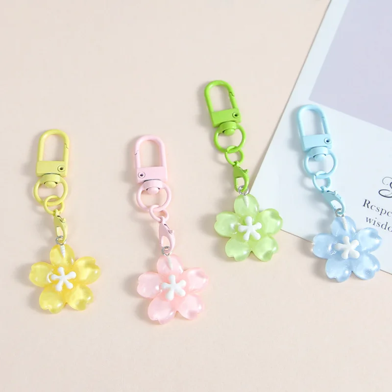 Fashion Backpack Hanging Ornaments Couple Gifts Creative Lovely Flower Keyring Sweet Jelly Color Sakura Keychain Pendant - Image 6