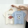 Fashion Casual Clothes Crewneck Pullovers Cotton Short-sleeved Tops Outer Wear Boys Toddler New Design Tees Printing Base Shirt