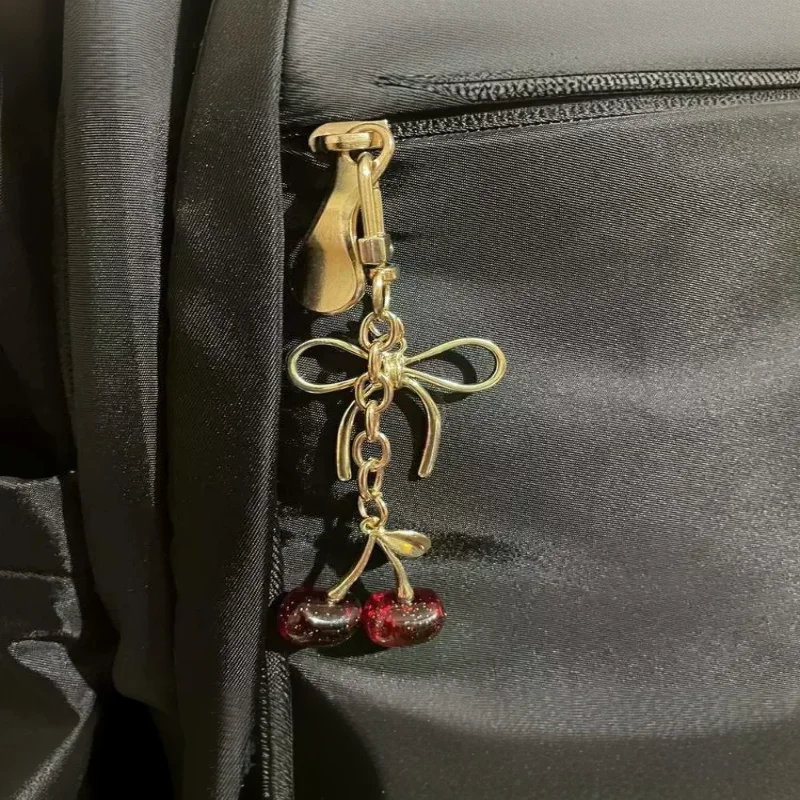 Fashion Cherry Bow Keychain Cute Bag Pendant Keyring For Women Girls Jewelry Bag Accessories Gift - Image 5