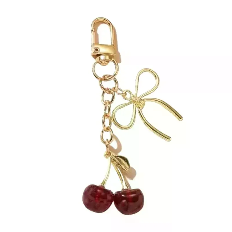 Fashion Cherry Bow Keychain Cute Bag Pendant Keyring For Women Girls Jewelry Bag Accessories Gift - Image 3