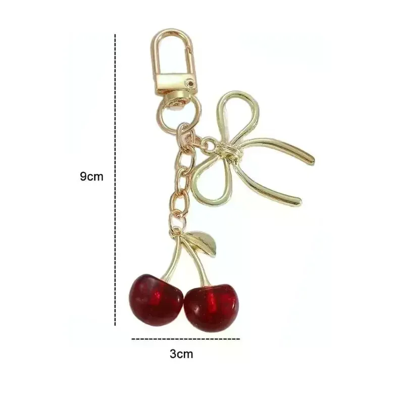 Fashion Cherry Bow Keychain Cute Bag Pendant Keyring For Women Girls Jewelry Bag Accessories Gift - Image 4