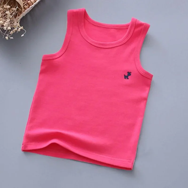 Fashion Children T-shirts for Girls Candy Color Baby Boys Graphic Tee Cotton Vest Tops Kids Summer Clothes Sleeveless T-Shirt - Image 3