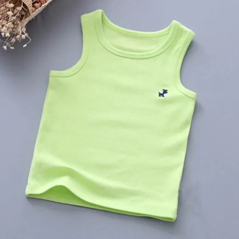 Fashion Children T-shirts for Girls Candy Color Baby Boys Graphic Tee Cotton Vest Tops Kids Summer Clothes Sleeveless T-Shirt - Image 4