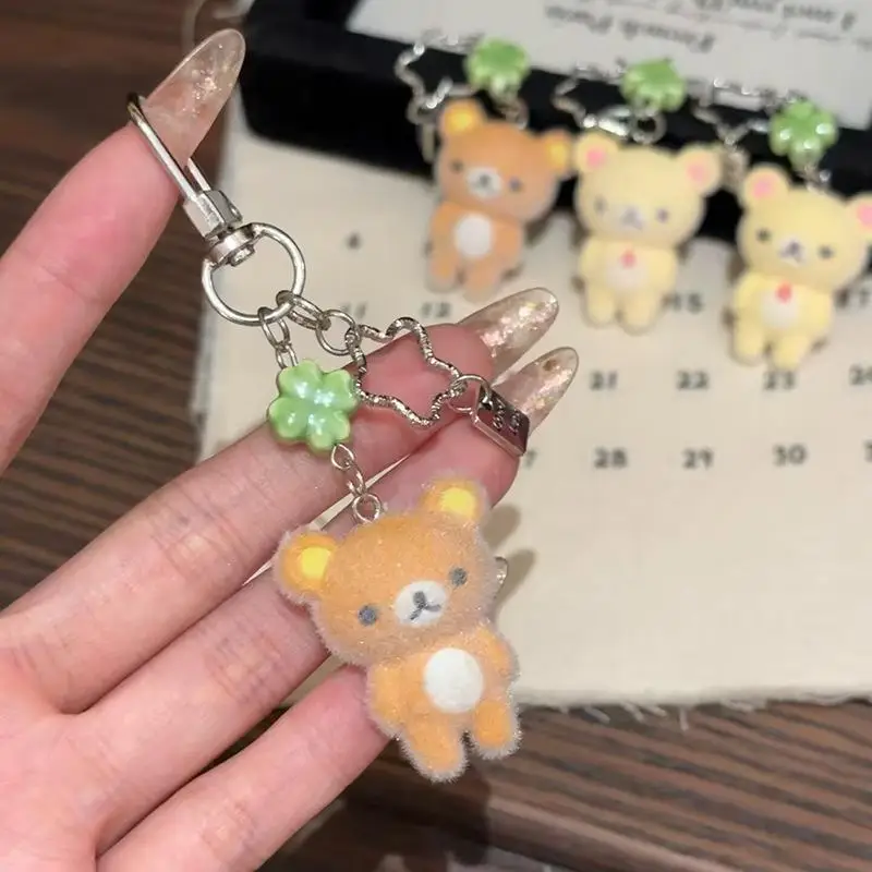 Fashion Cute Bear Flocking Pendent Ccd Hanging Rope Phone Charm Keychain Bag Decor Surprise Gift For Gifts - Image 2