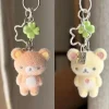 Fashion Cute Bear Flocking Pendent Ccd Hanging Rope Phone Charm Keychain Bag Decor Surprise Gift For Gifts