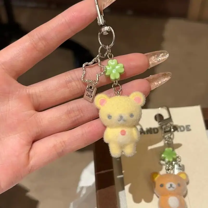 Fashion Cute Bear Flocking Pendent Ccd Hanging Rope Phone Charm Keychain Bag Decor Surprise Gift For Gifts - Image 3