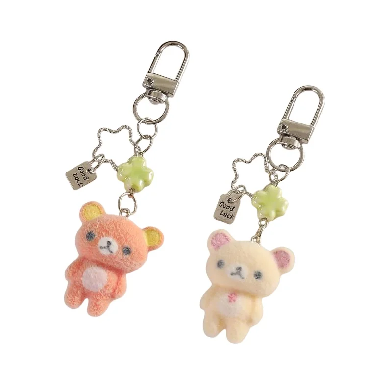 Fashion Cute Bear Flocking Pendent Ccd Hanging Rope Phone Charm Keychain Bag Decor Surprise Gift For Gifts - Image 4