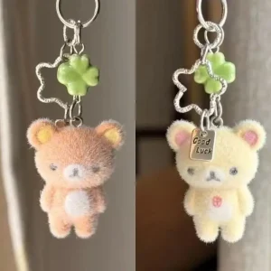 Fashion Cute Bear Flocking Pendent Ccd Hanging Rope Phone Charm Keychain Bag Decor Surprise Gift For Gifts