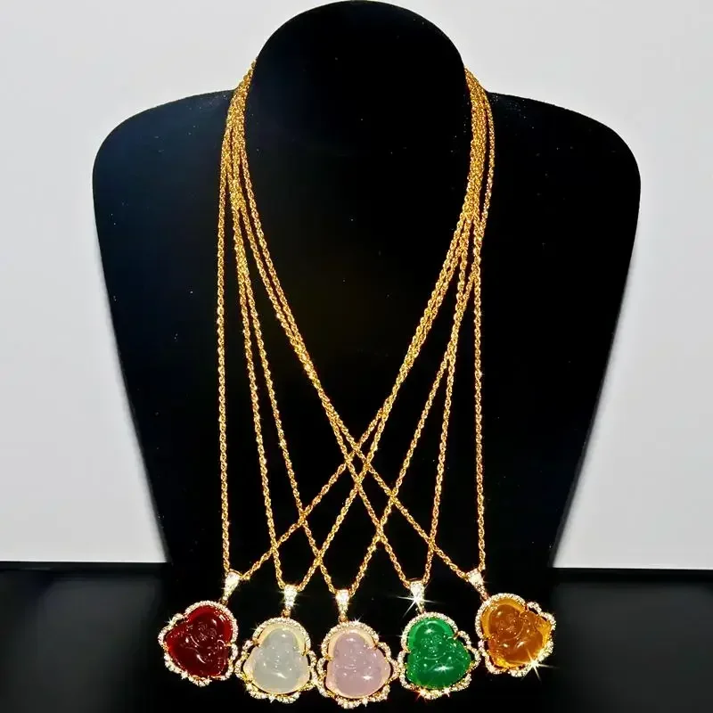 Fashion Exquisite Maitreya Buddha Pendant Necklace Inlaid with Shiny Zircon Crystal Base Ladies Lucky Amulet Fortune Jewelry - Image 2