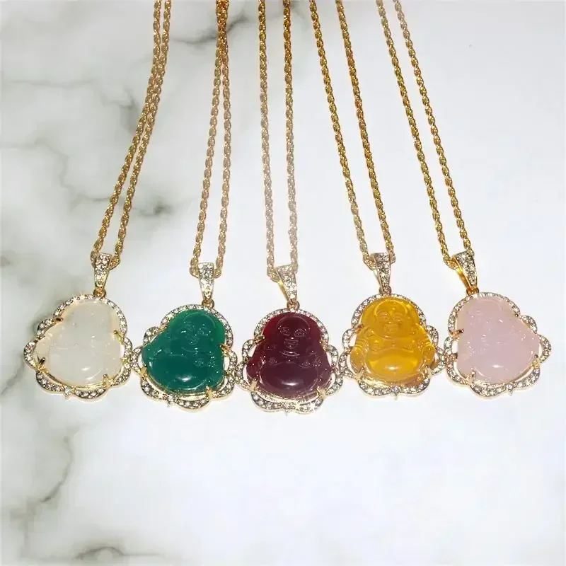 Fashion Exquisite Maitreya Buddha Pendant Necklace Inlaid with Shiny Zircon Crystal Base Ladies Lucky Amulet Fortune Jewelry - Image 4