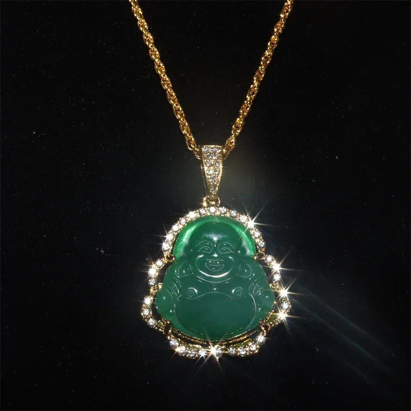 Fashion Exquisite Maitreya Buddha Pendant Necklace Inlaid with Shiny Zircon Crystal Base Ladies Lucky Amulet Fortune Jewelry - Image 3
