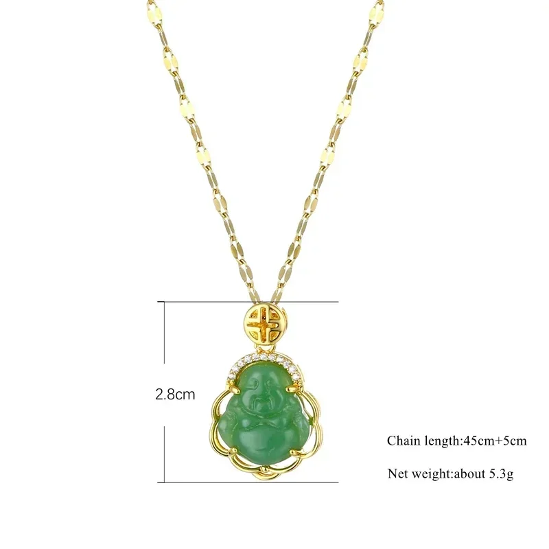 Fashion Exquisite Maitreya Buddha Pendant Necklace Inlaid with Shiny Zircon Crystal Base Ladies Lucky Amulet Fortune Jewelry - Image 6