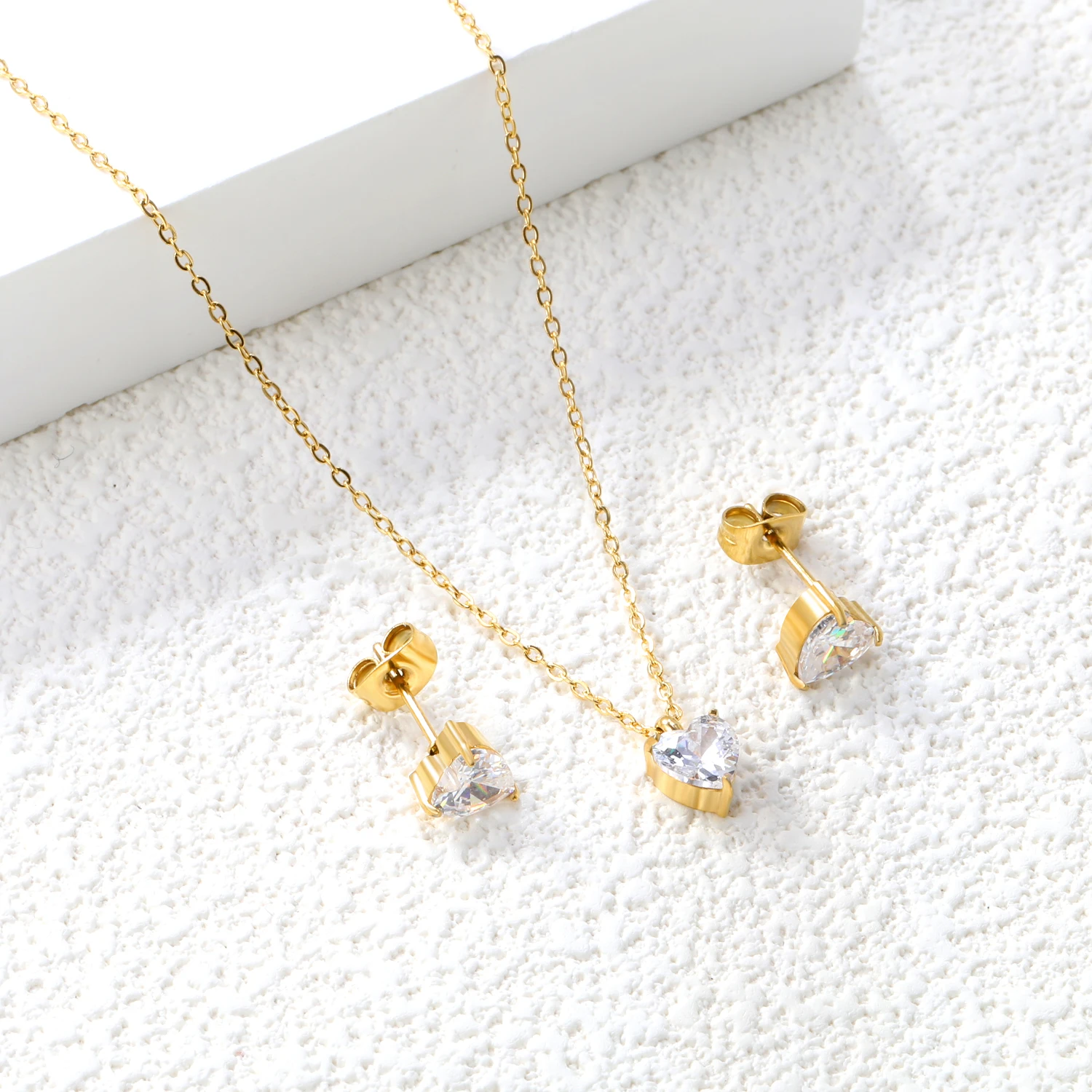 Fashion Geometric Heart Circle Cubic Zirconia Jewelry Sets For Women Waterproof Necklace Earring Stylish Wedding Luxury Jewelry - Image 2