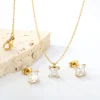 Fashion Geometric Heart Circle Cubic Zirconia Jewelry Sets For Women Waterproof Necklace Earring Stylish Wedding Luxury Jewelry