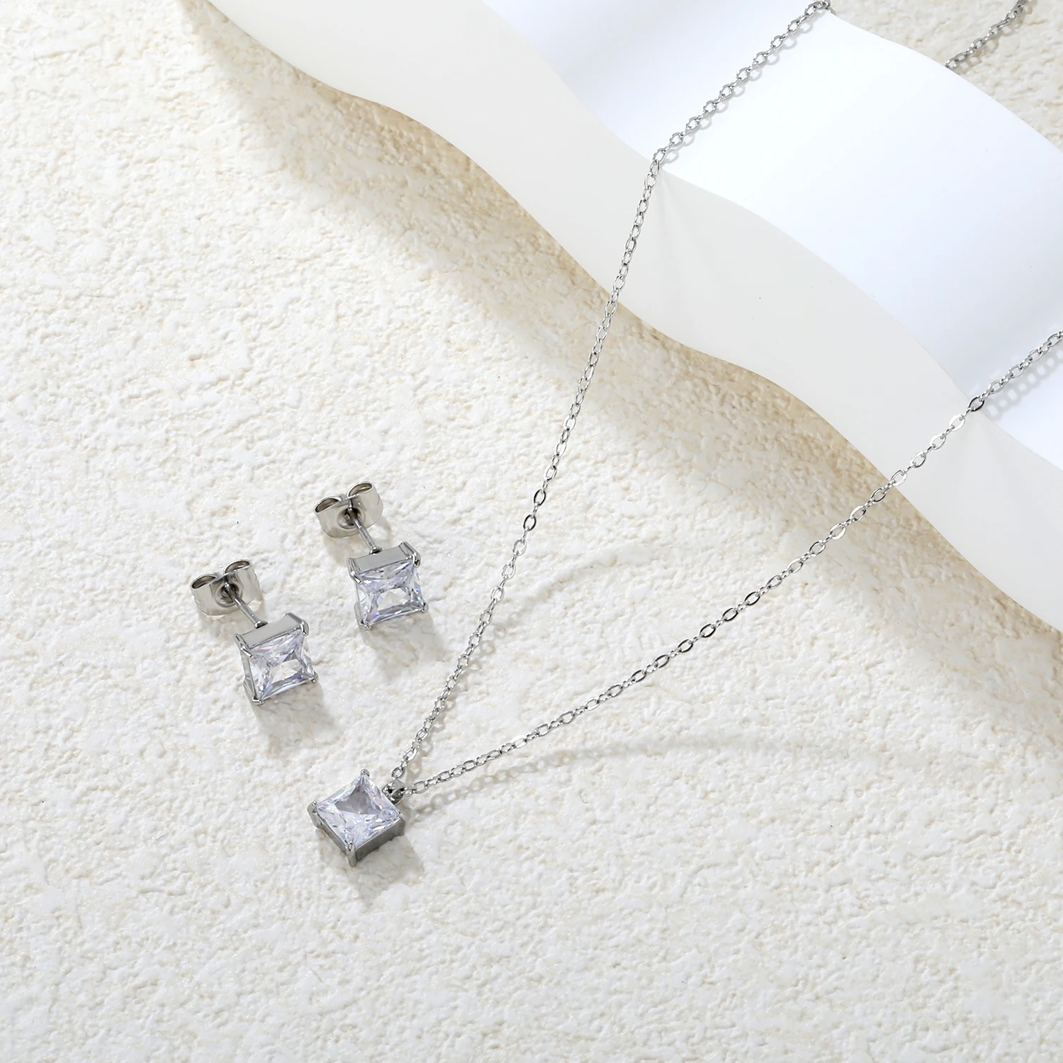 Fashion Geometric Heart Circle Cubic Zirconia Jewelry Sets For Women Waterproof Necklace Earring Stylish Wedding Luxury Jewelry - Image 6