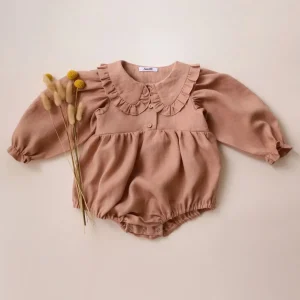 Fashion Newborn Baby Girls Clothes Spring Linen Cotton Long Sleeve Baby Girls Romper Newborn Gift