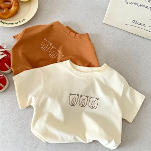 Fashion Simple Children Tshirts Tops Summer Clothing Printed Crewneck T-shirt Short-sleeved Toddler Costume Kids Clothes Tees