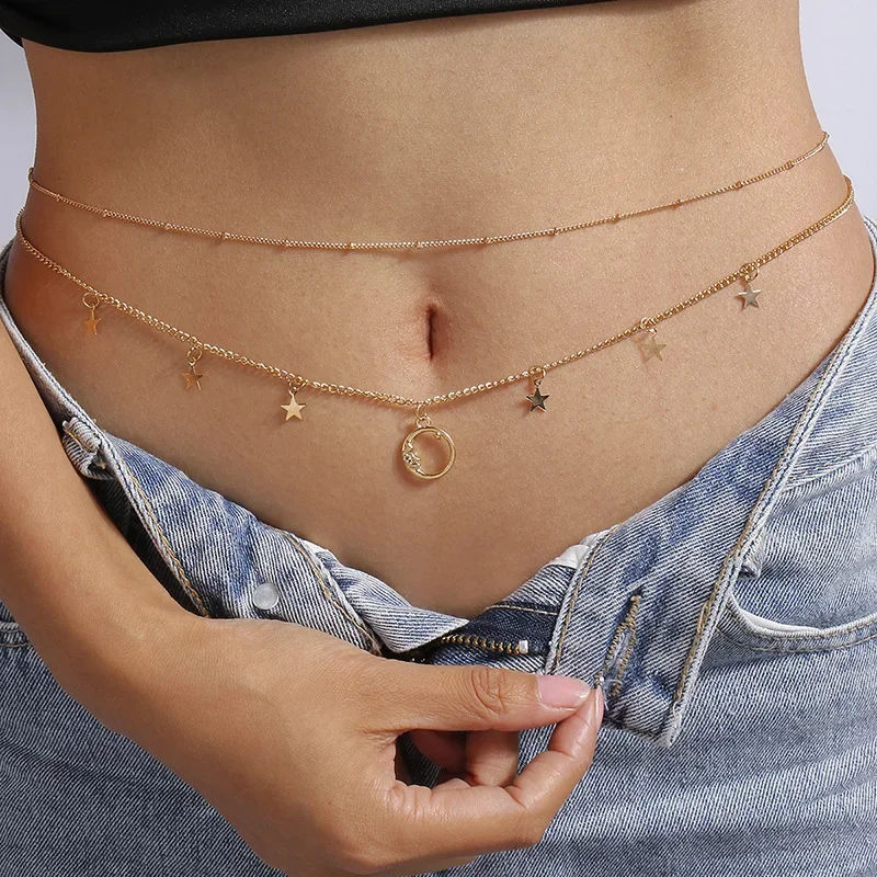Fashion Simple Double Layer Bead Chain Ladies Waist Belly Chain Belly Belt Chain Fashion Body Jewelry Spring Summer Gifts - Image 6