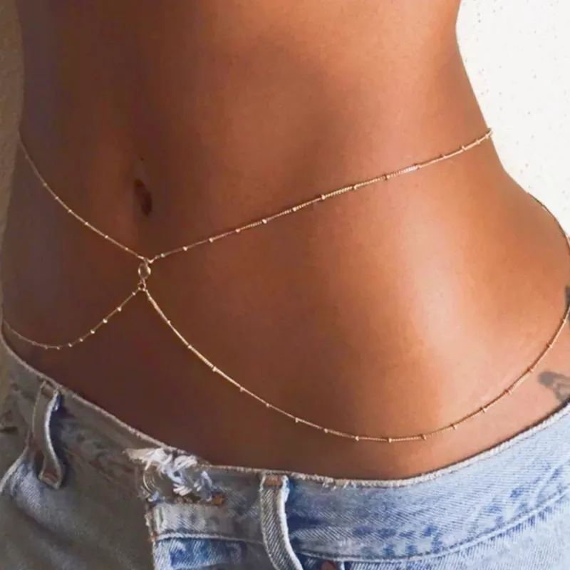 Fashion Simple Double Layer Bead Chain Ladies Waist Belly Chain Belly Belt Chain Fashion Body Jewelry Spring Summer Gifts - Image 5