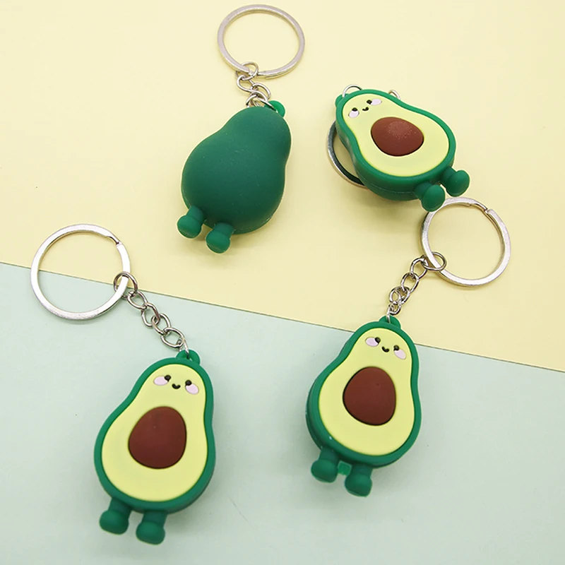 Fashion Simulation Fruit Avocado Smile Keychain 3D Resin Key Chains Jewelry Gift - Image 2