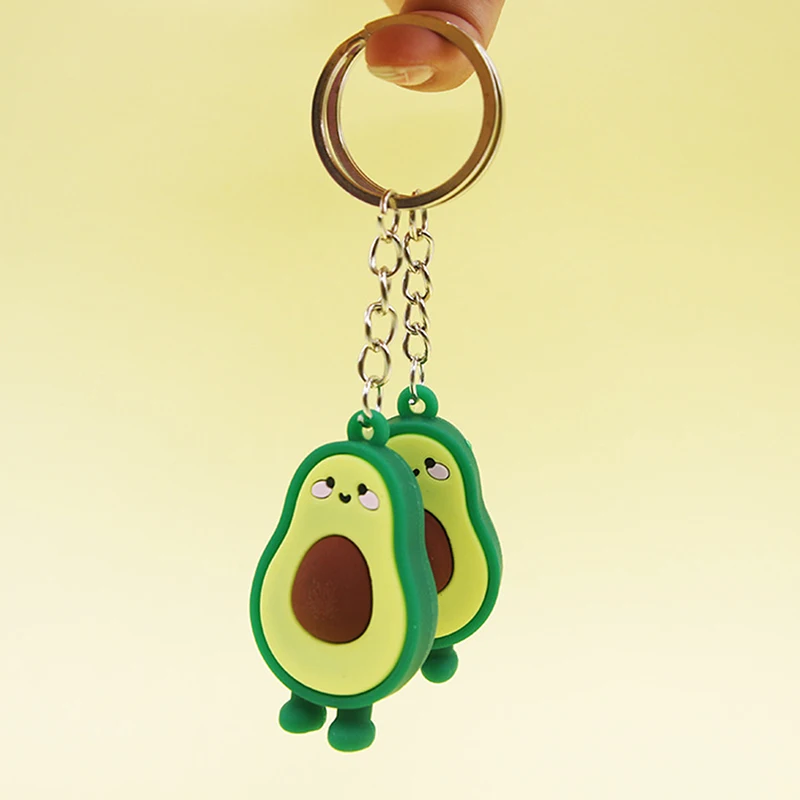 Fashion Simulation Fruit Avocado Smile Keychain 3D Resin Key Chains Jewelry Gift - Image 3