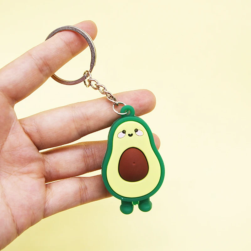 Fashion Simulation Fruit Avocado Smile Keychain 3D Resin Key Chains Jewelry Gift - Image 5