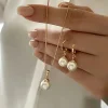 Fashion Women Elegant Imitation Pearl Necklace Earrings for Women Bridal Wedding Party Jewelry Set Gifts Ear Neck Accessories