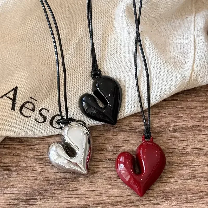 Fashion Women's Heart Pendant Necklaces Adjustable Pull-out Necklace Banquet Party Birthday Gifts Pendant Jewelry Accessories - Image 2