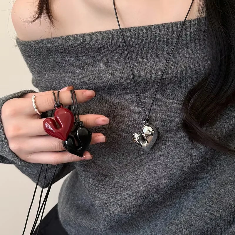Fashion Women's Heart Pendant Necklaces Adjustable Pull-out Necklace Banquet Party Birthday Gifts Pendant Jewelry Accessories - Image 4