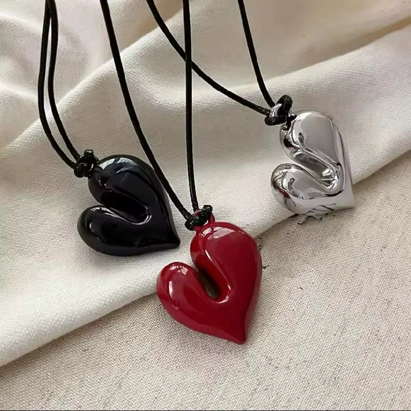 Fashion Women's Heart Pendant Necklaces Adjustable Pull-out Necklace Banquet Party Birthday Gifts Pendant Jewelry Accessories - Image 5