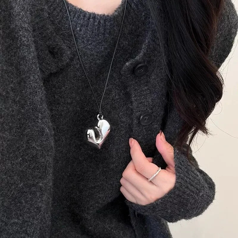 Fashion Women's Heart Pendant Necklaces Adjustable Pull-out Necklace Banquet Party Birthday Gifts Pendant Jewelry Accessories - Image 6
