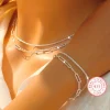 Fashion kpop 2pcs originality 925 Sterling Silver Necklace Bracelet Jewelry set for women men Paperclip Chain Party wedding gift
