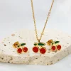 Fashionable Cute Cherry Pendant Earrings and Necklace Set for Women and Girls, Exquisite Jewelry, Stainless Steel Gift