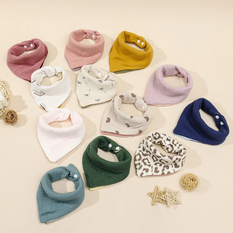 Feeding Bib Baby Four Layers Burp Cloth Bib for 0-36Month Infant Reversible Cotton Saliva Towel Drooling Bib for Newborn - Image 5