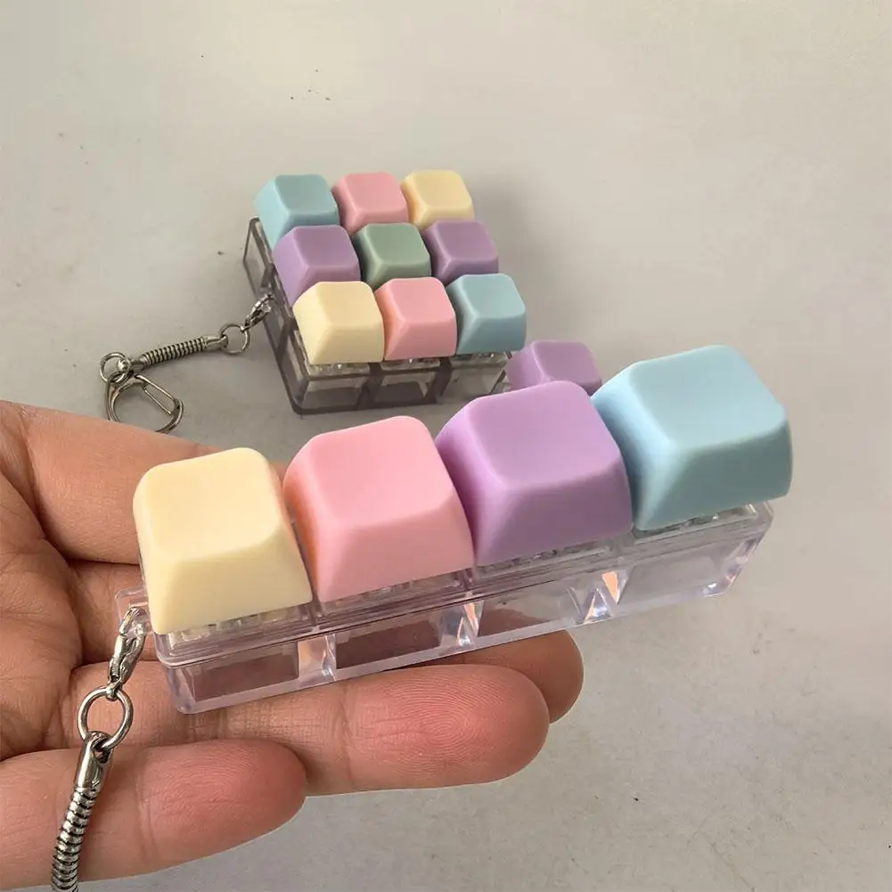 Fidget Decompression 1/4/5/9 Keyboard Key Toy Anti Stress Finger Keyboard Games For Adults Antistress Toys Boys Girls Keychain - Image 4