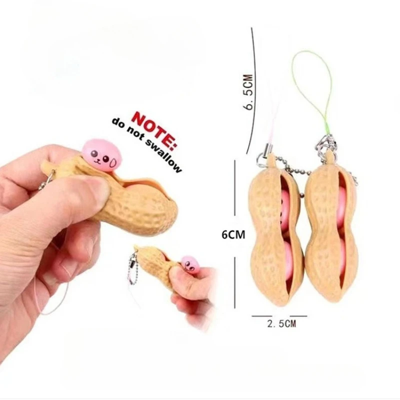 Fidget Toys Key Chains Pack Decompression Edamame Squishy Squeeze Peanut Peas Beans Keychain Stress Relief Adult Toy Keychain - Image 5
