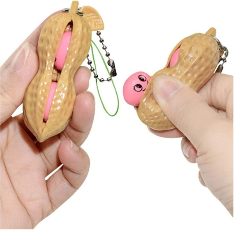 Fidget Toys Key Chains Pack Decompression Edamame Squishy Squeeze Peanut Peas Beans Keychain Stress Relief Adult Toy Keychain - Image 6