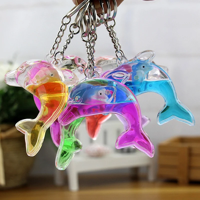 Floating Dolphin Keychain For Car Keys Ring Cute Whale Ocean Pendant Accessories Women Bag Charms Pendant Gift