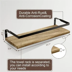 Floating Shelves,Wall Mounted Shelf for Kitchen,Living Room,Bedroom,Bathroom Storage,Rustic Wood,Set of 2