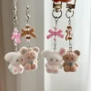 Flocking Cartoon Keychain Cute Animal Pendant Bag Decoration Keyring Phone Chain Lanyard