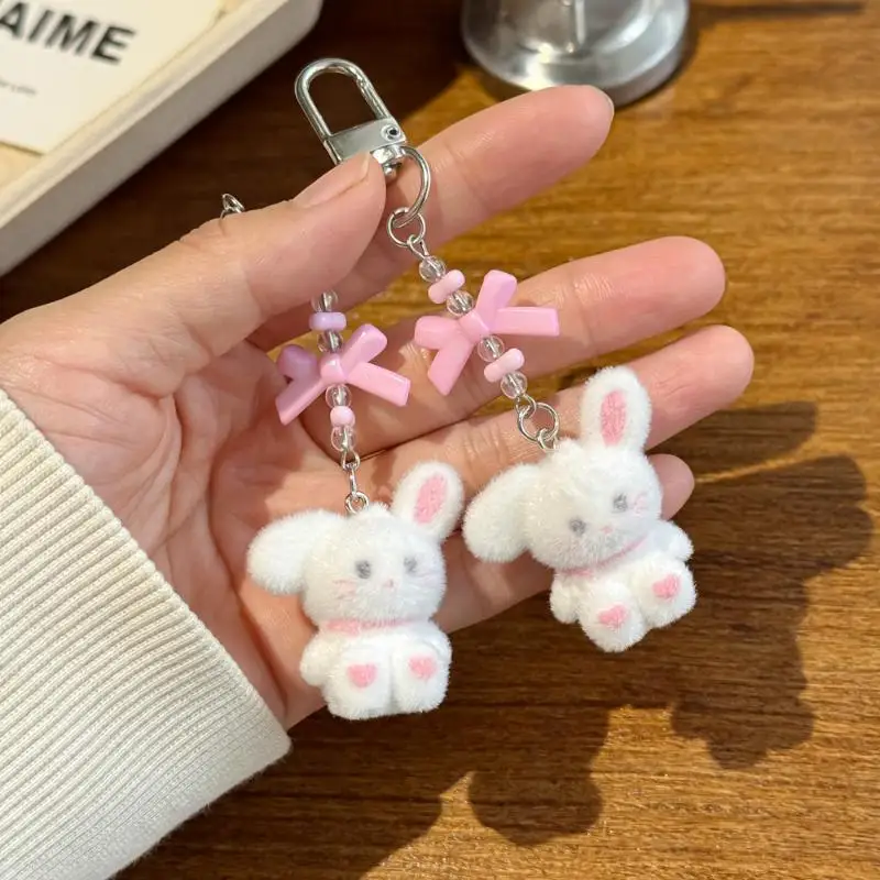 Flocking Cartoon Keychain Cute Animal Pendant Bag Decoration Keyring Phone Chain Lanyard - Image 3