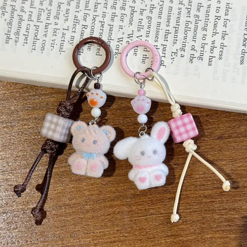 Flocking Cartoon Keychain Cute Animal Pendant Bag Decoration Keyring Phone Chain Lanyard - Image 5