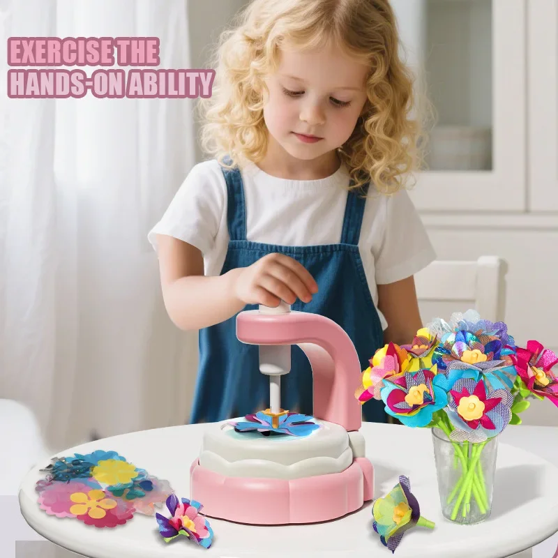 Flower Craft Kit Bouquet with Buttons and Felt Flowers Vase Art Toy Craft Project Children Kid Diy Activity Toys Boys Girls Gift - Image 3