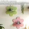 Flower Shape Wall Storage Holder Wooden Wall Art Wall Decoration Floating Plant Shelf For Bathroom Home Room Decor Gift Bedroom