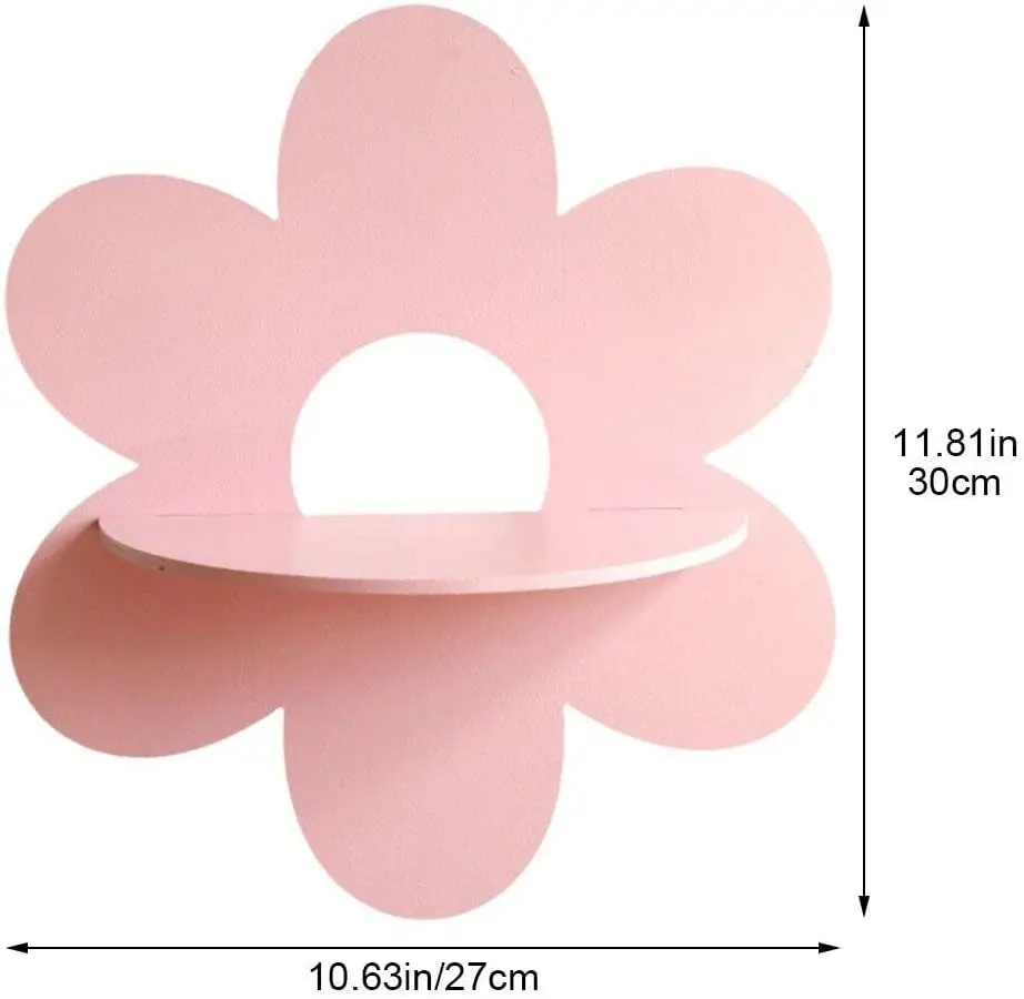 Flower Shape Wall Storage Holder Wooden Wall Art Wall Decoration Floating Plant Shelf For Bathroom Home Room Decor Gift Bedroom - Image 4